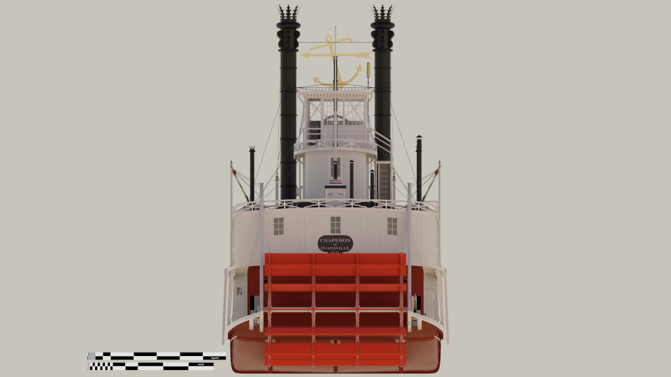 Green River Steamboat Chaperon: Orthographic rear view - Rendering by Jens Mittelbach, CC BY 4.0