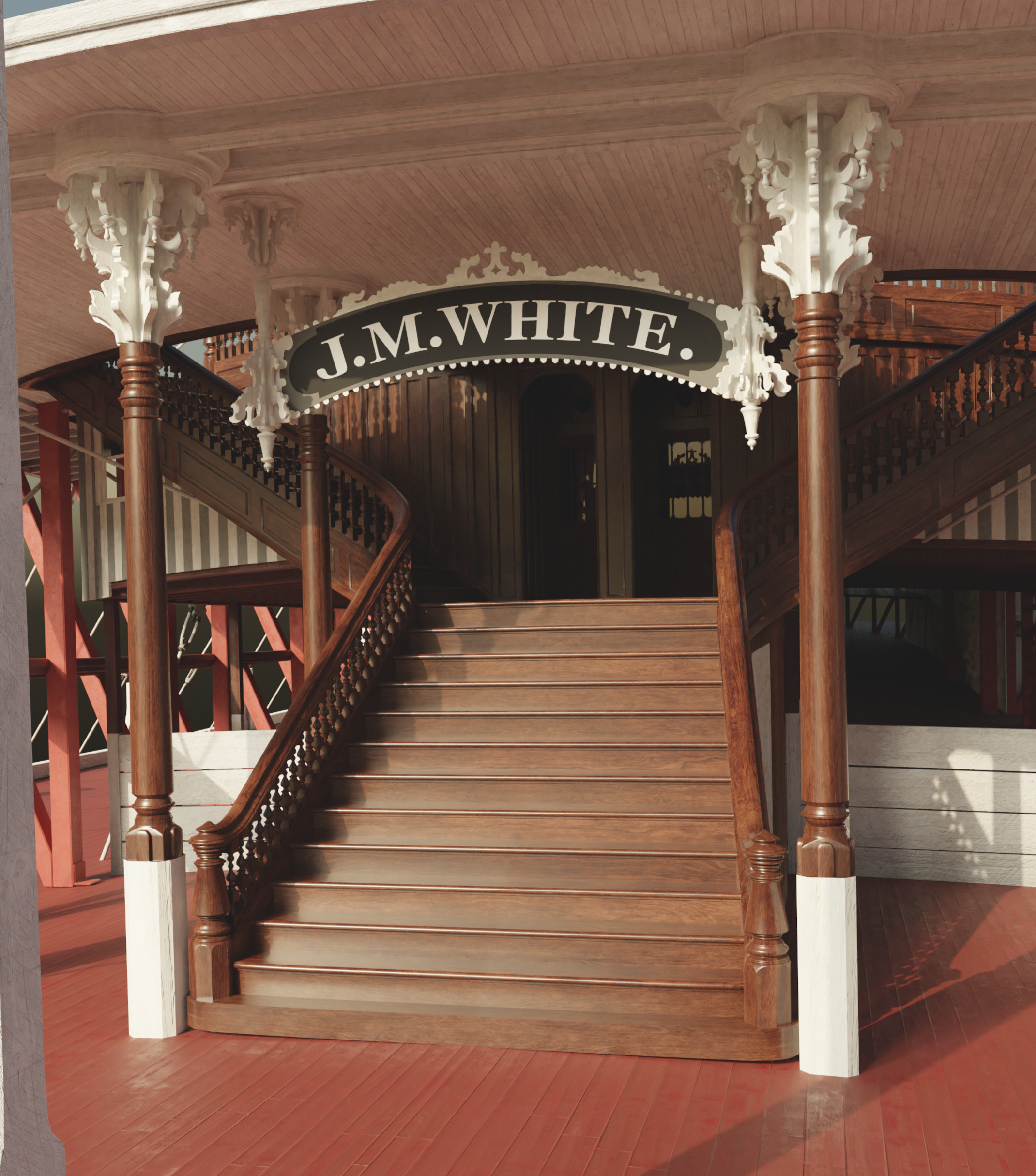 J.M. White: Grand staircase - Rendering by Jens Mittelbach, CC BY 4.0