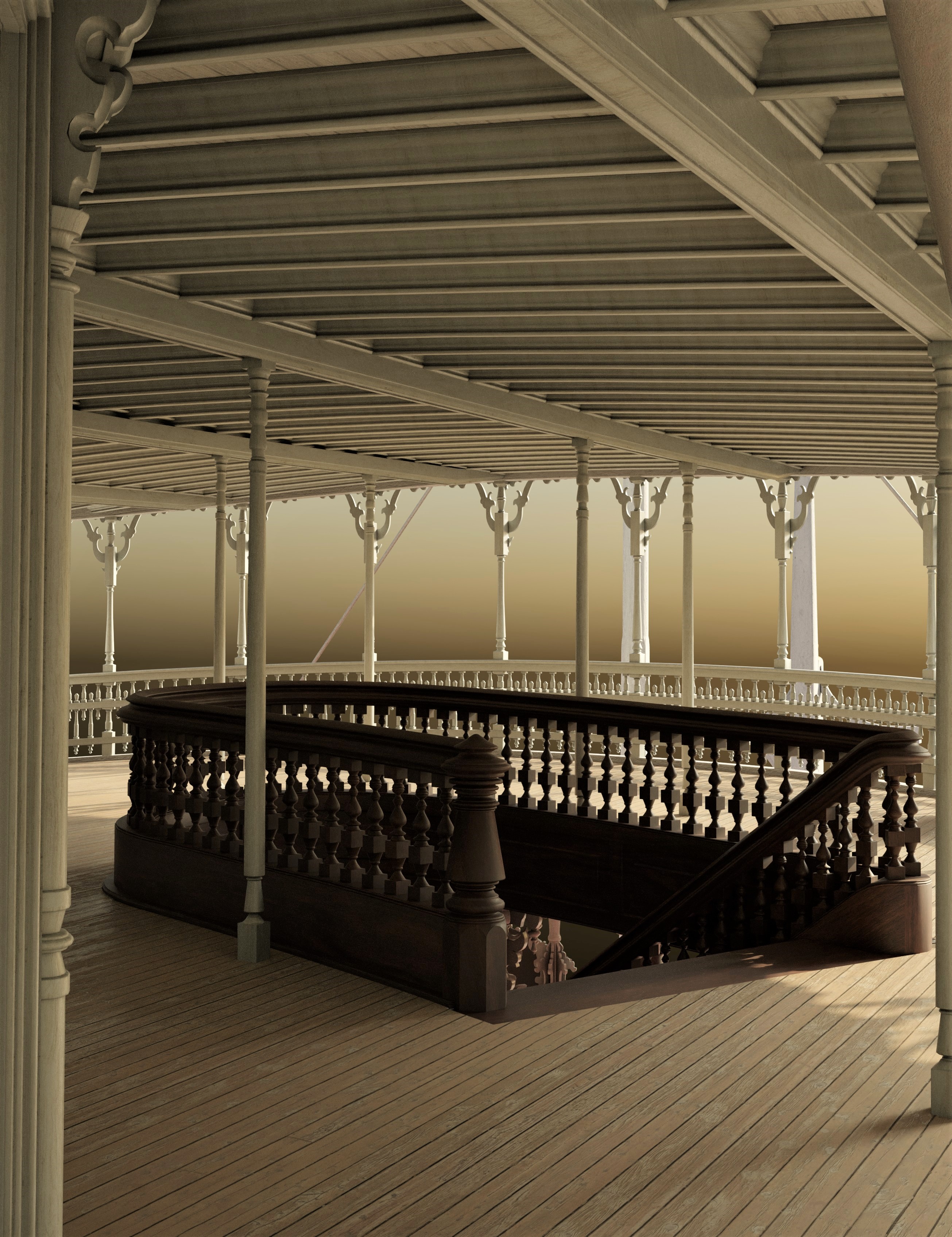 J.M. White: Digital reconstruction of the staircase landing - Rendering by Jens Mittelbach, CC BY 4.0